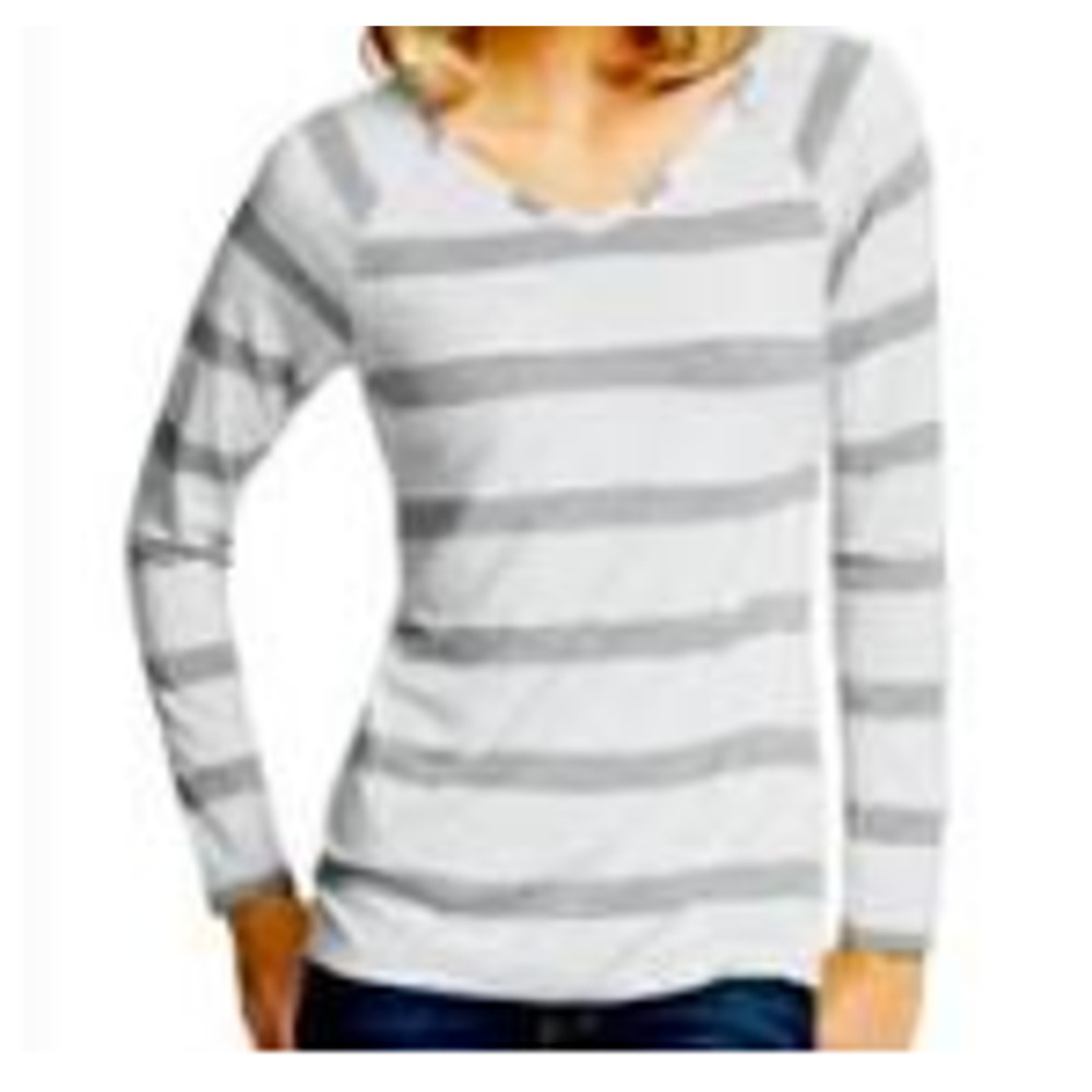 CAbi Striped Long Sleeve Tee Grey -Sm